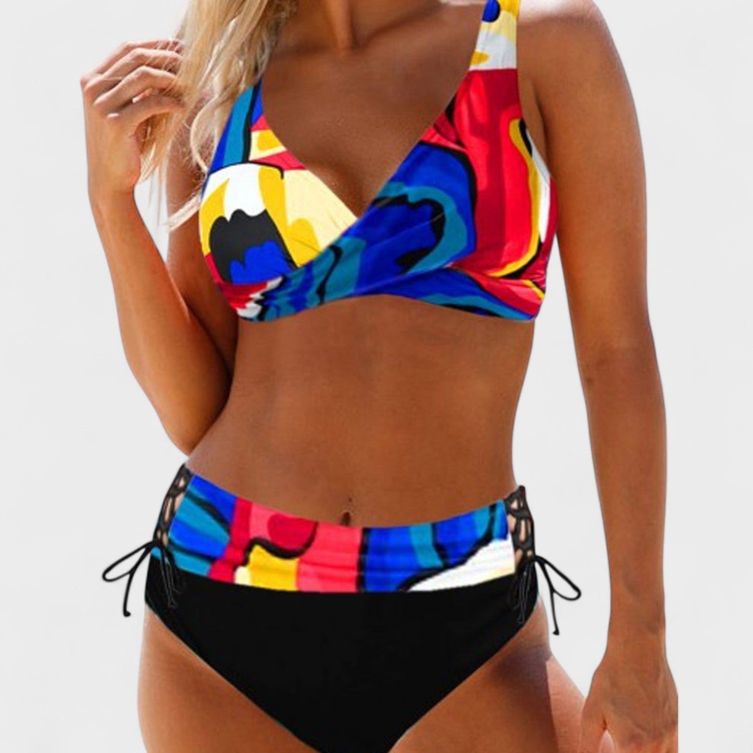 Eva - Bikini de cintura alta con escote cruzado