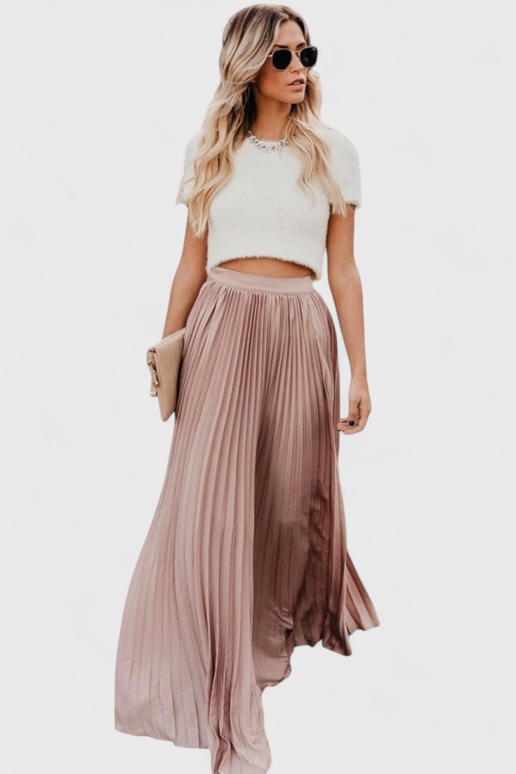 Vittoria - Falda maxi plisada estilo dramático