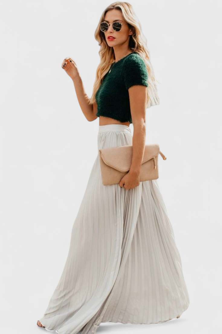 Vittoria - Falda maxi plisada estilo dramático