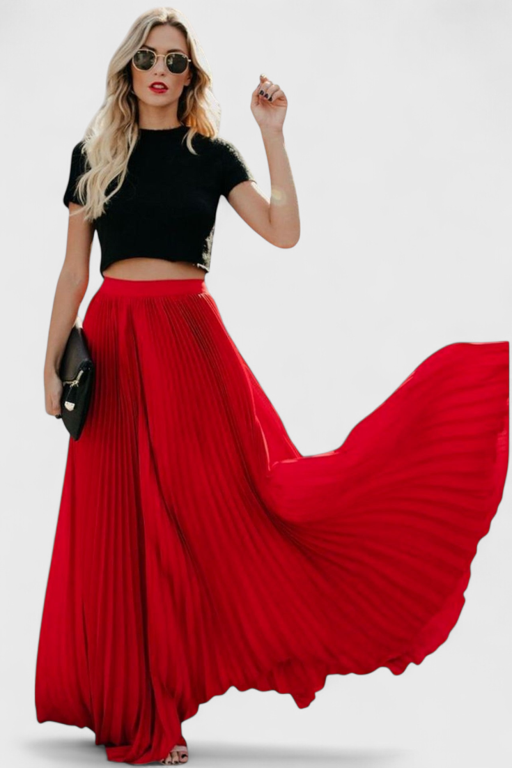 Vittoria - Falda maxi plisada estilo dramático
