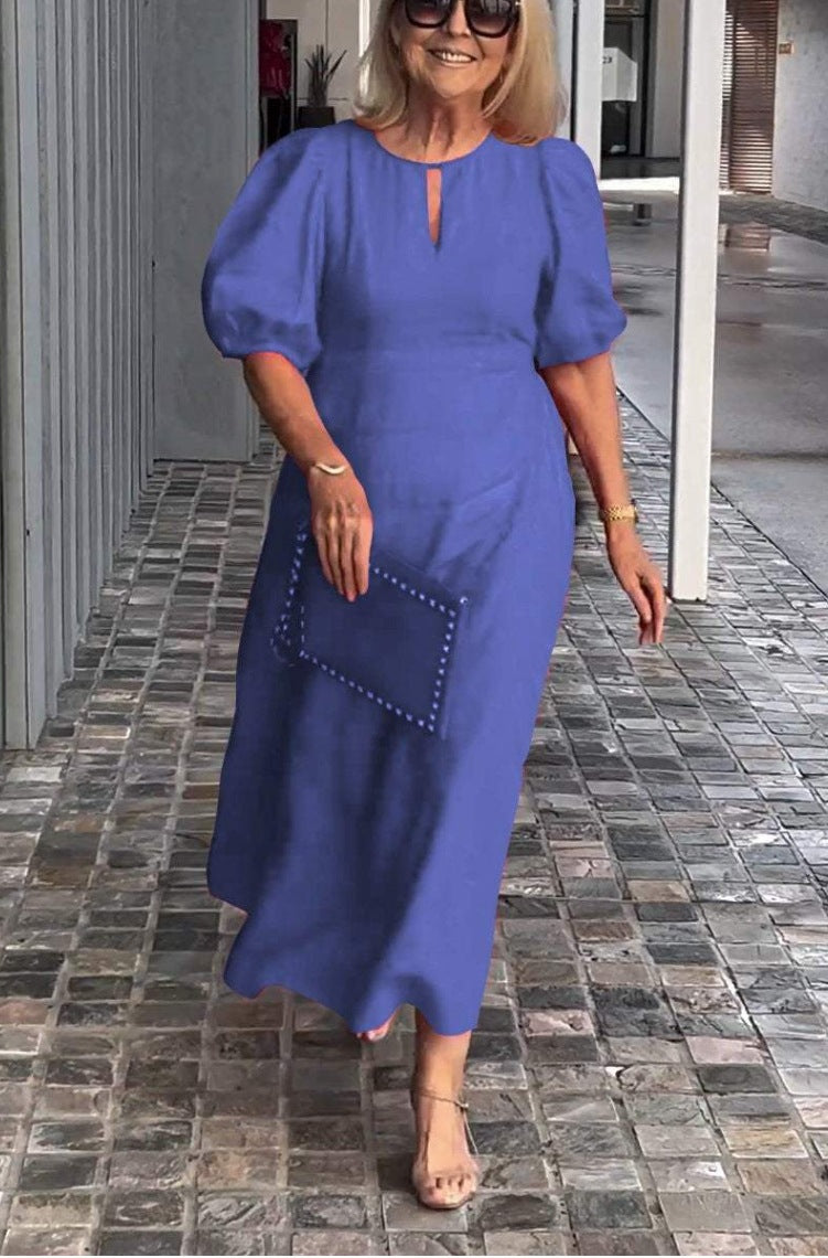 Connie - Vestido midi con mangas abullonadas