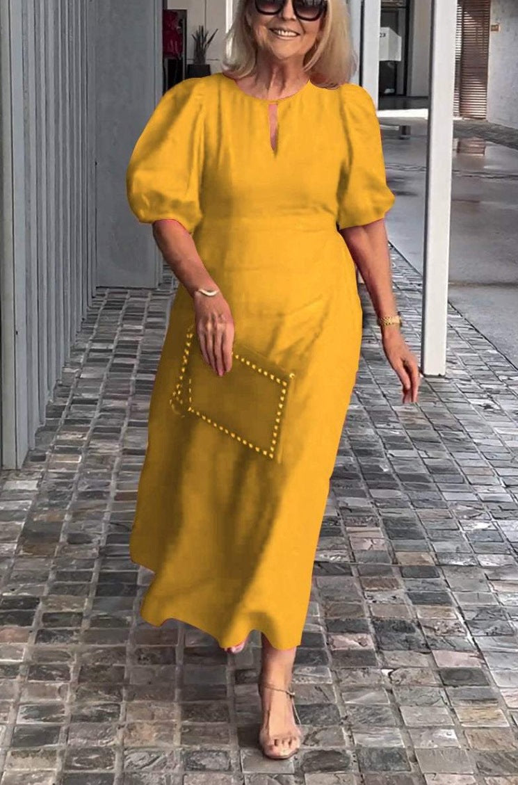 Connie - Vestido midi con mangas abullonadas