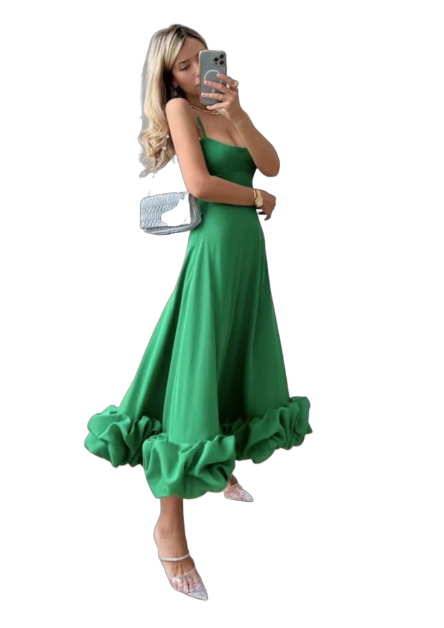 Sela - Vestido midi con volante en el bajo