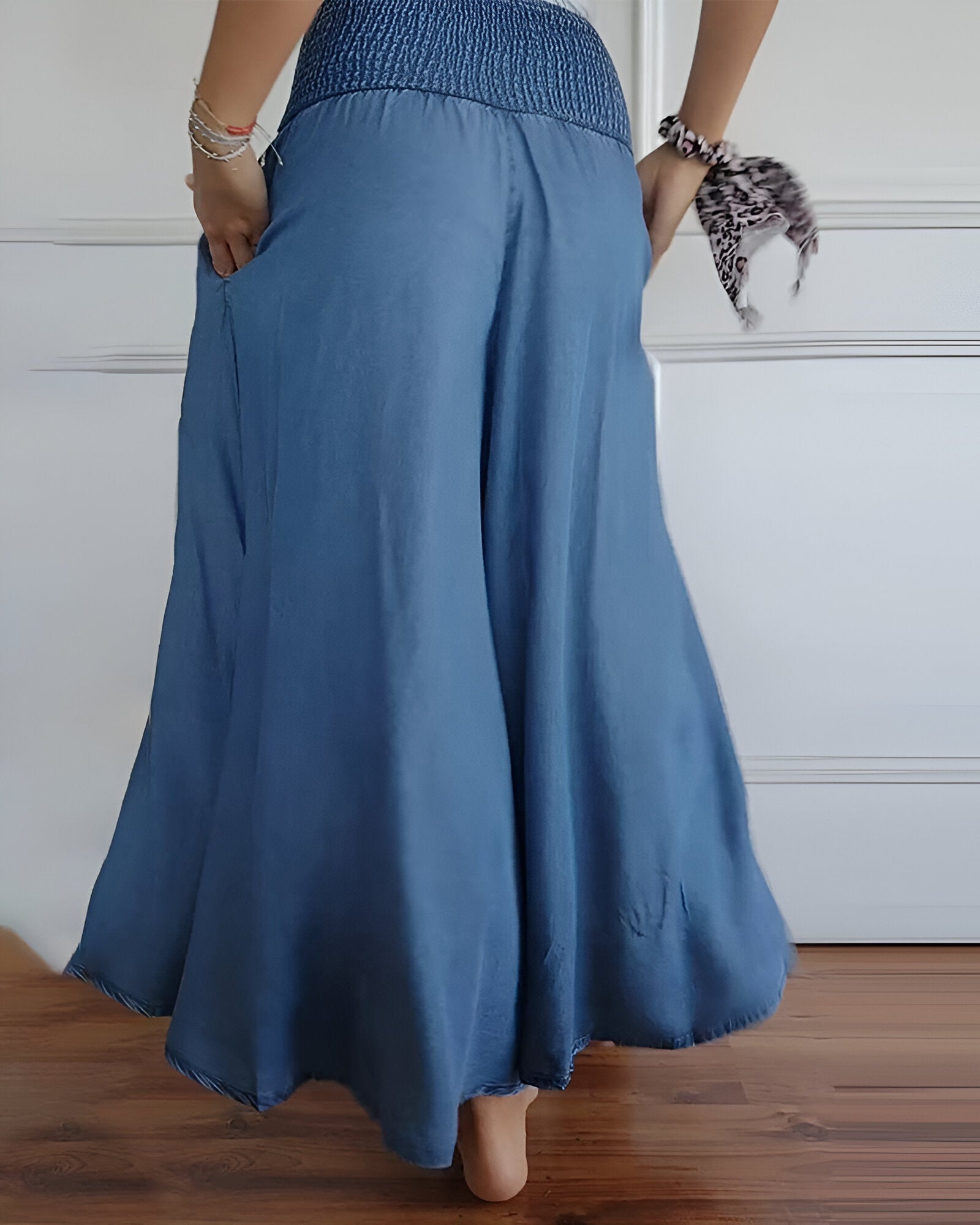 Brisa - Maxi falda | azul, gris, floral & comodidad