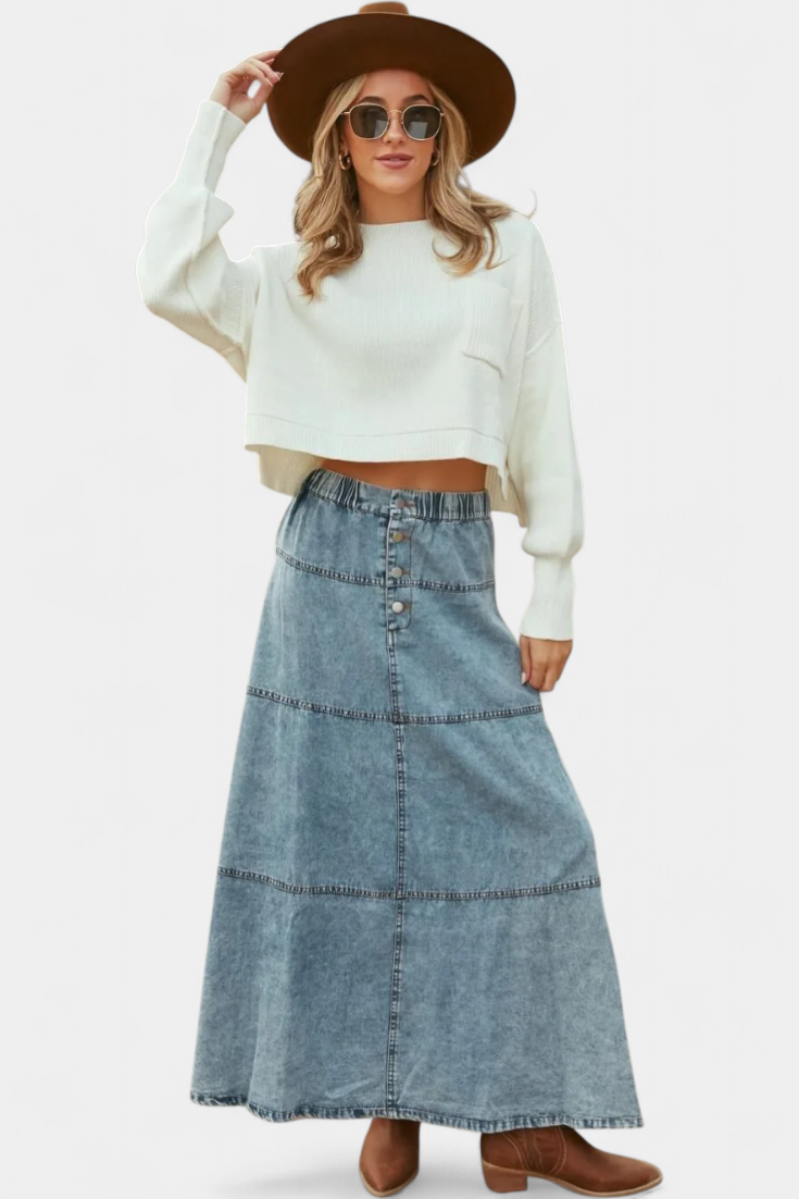 Lorraine - Falda maxi vaquera estilo bohemio