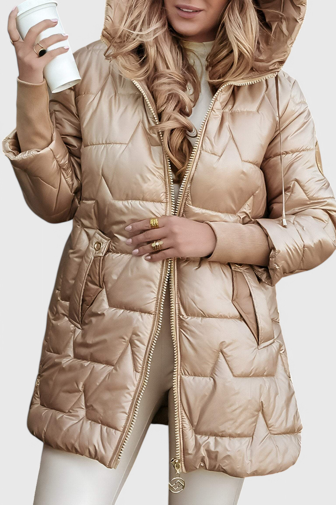Marcella - Chaqueta acolchada brillante con puños
