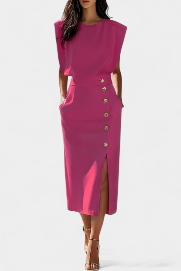 Ceecee - Vestido midi detalles dorados