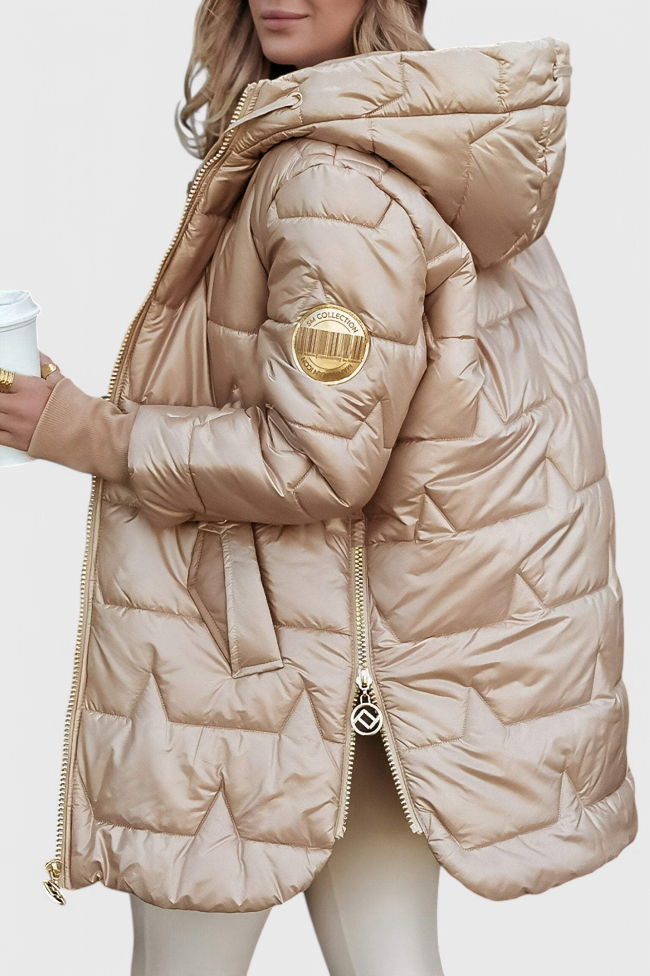 Marcella - Chaqueta acolchada brillante con puños