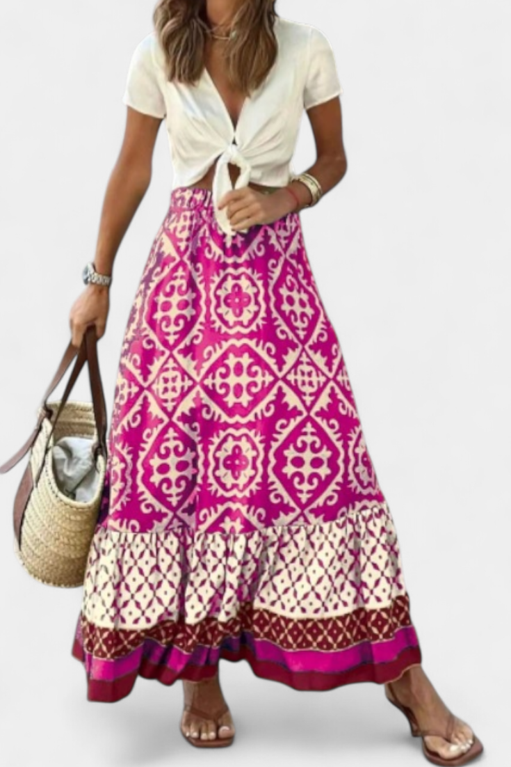 Ethel - Falda maxi mosaico bohemio