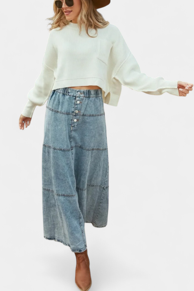 Lorraine - Falda maxi vaquera estilo bohemio