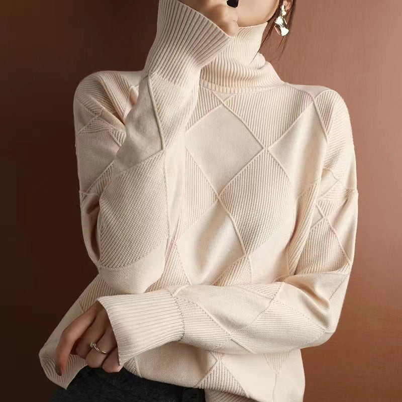 Jasmine - Jersey de cuello alto con estampado de cuadros
