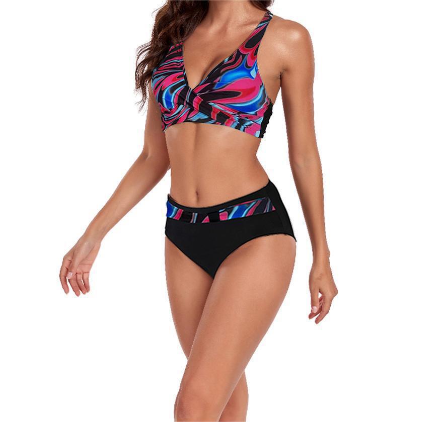 Mona - Bikini de cintura alta con rayas brillantes