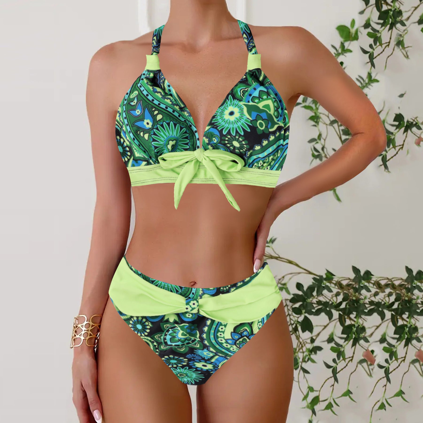 Dane - Bikini halter retro con lazo
