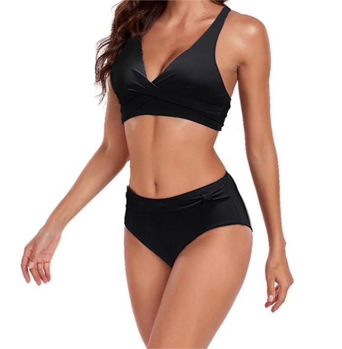 Mona - Bikini de cintura alta con rayas brillantes