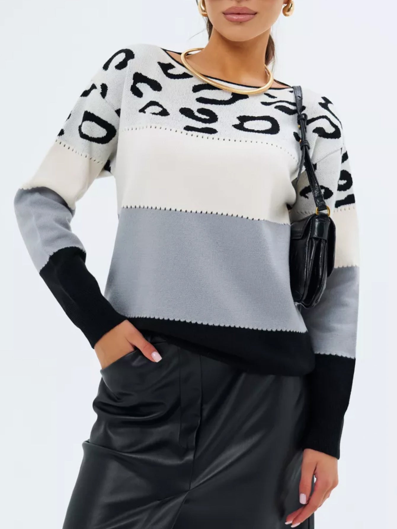 Sophie - Jersey de punto con estampado animal y bloques de color