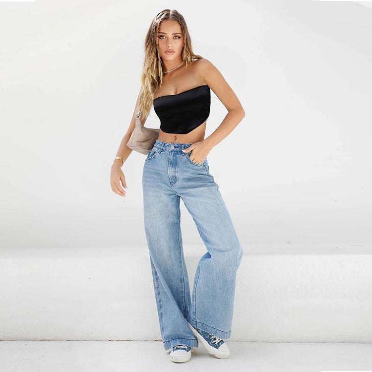 Marem - Jeans wide leg de cintura alta