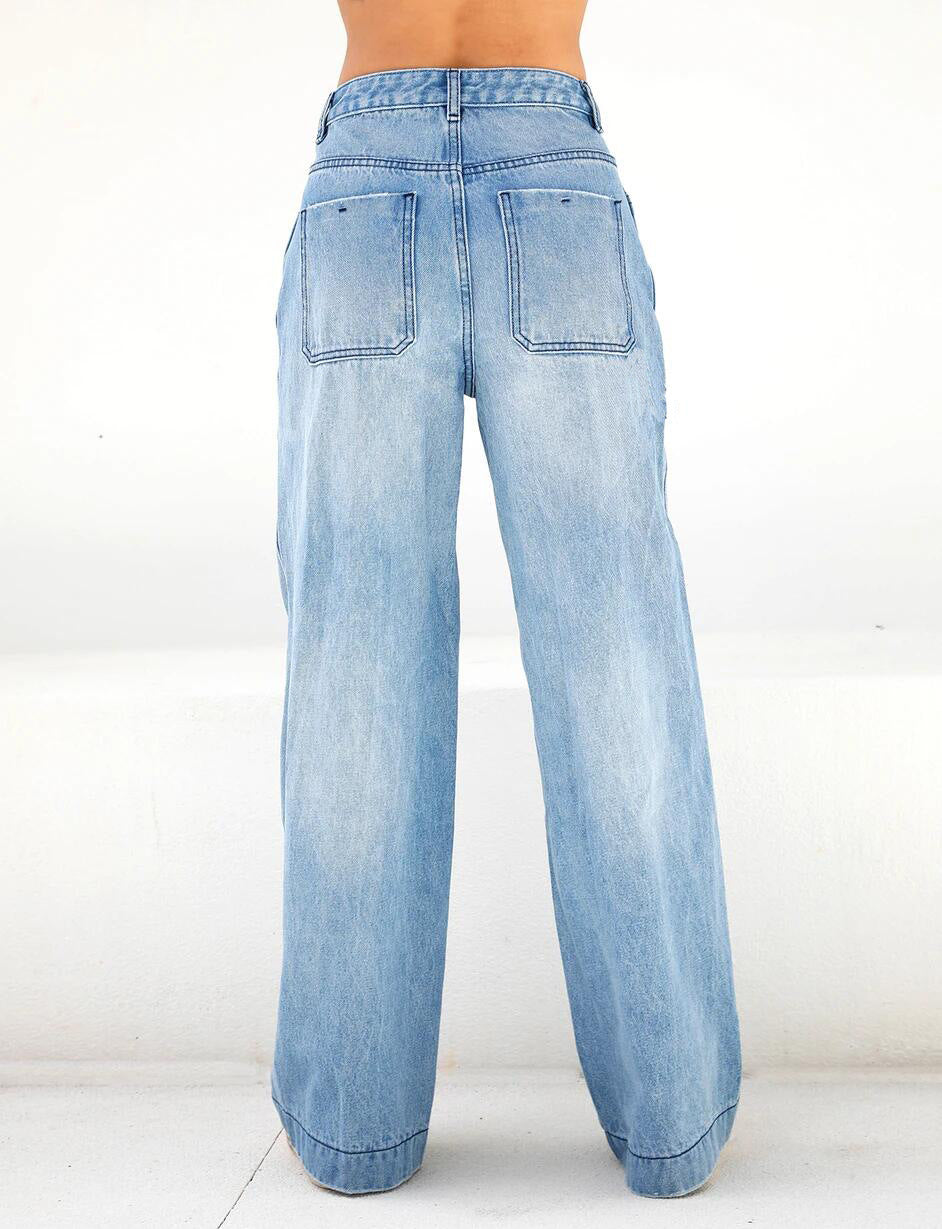 Marem - Jeans wide leg de cintura alta