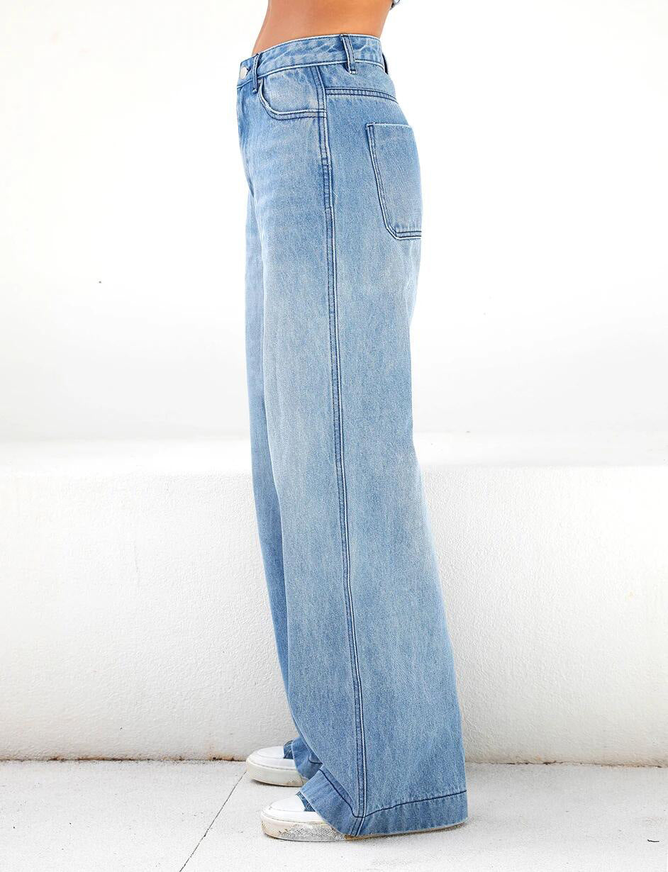 Marem - Jeans wide leg de cintura alta