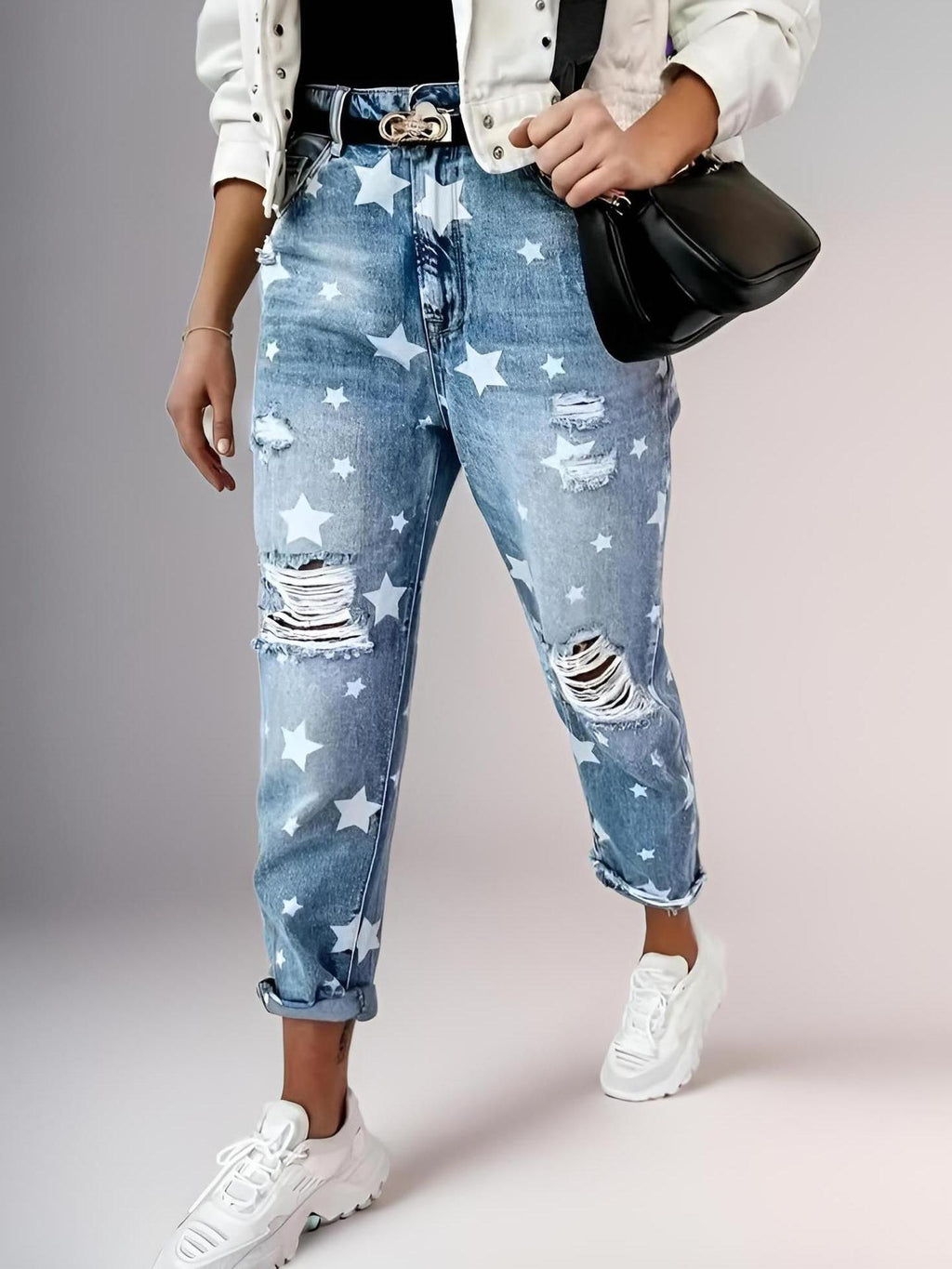 Ivy - Jeans con estampado de estrellas y rotos