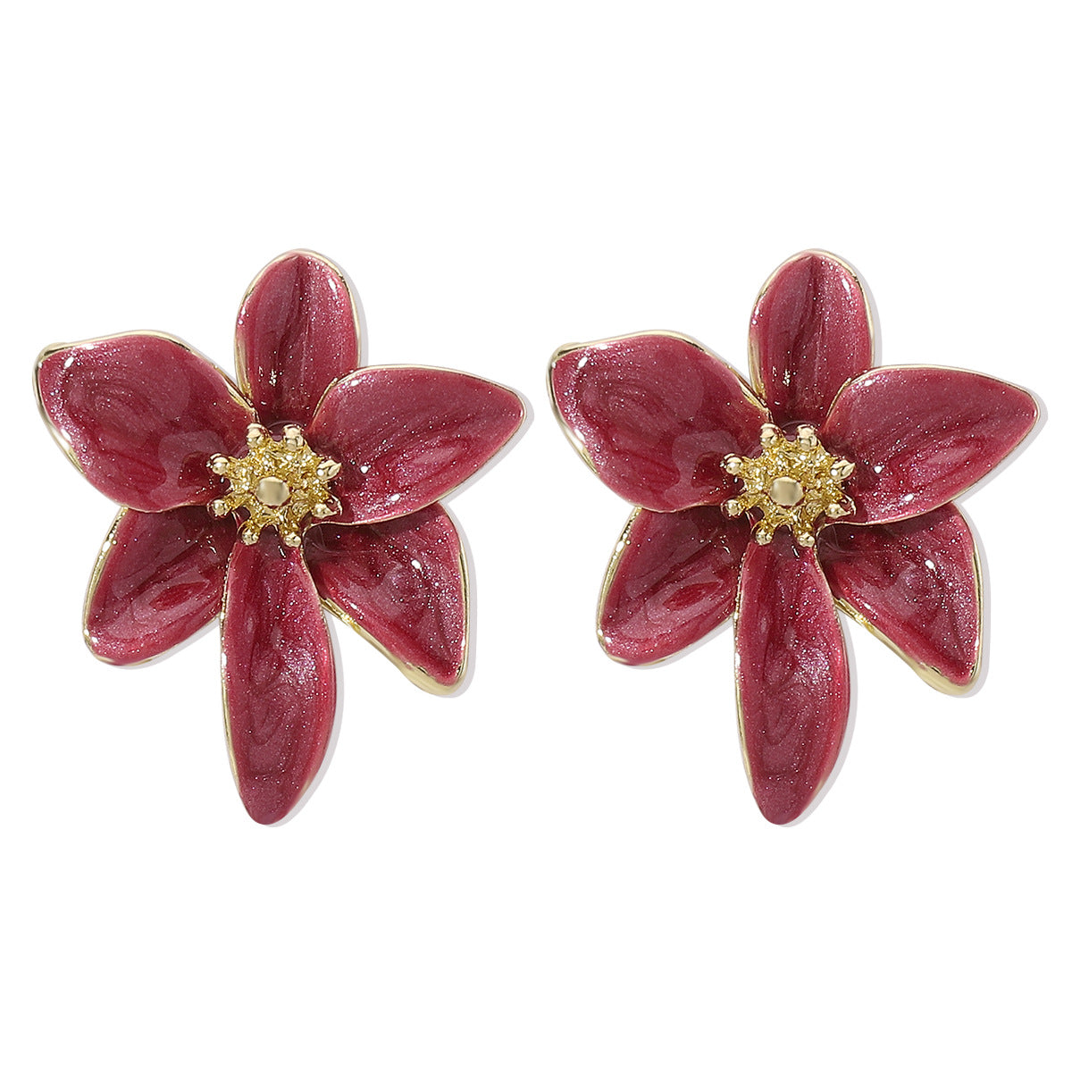 Iris - Pendientes llamativos de flores esmaltadas