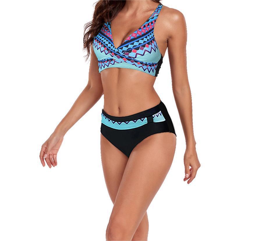 Mona - Bikini de cintura alta con rayas brillantes