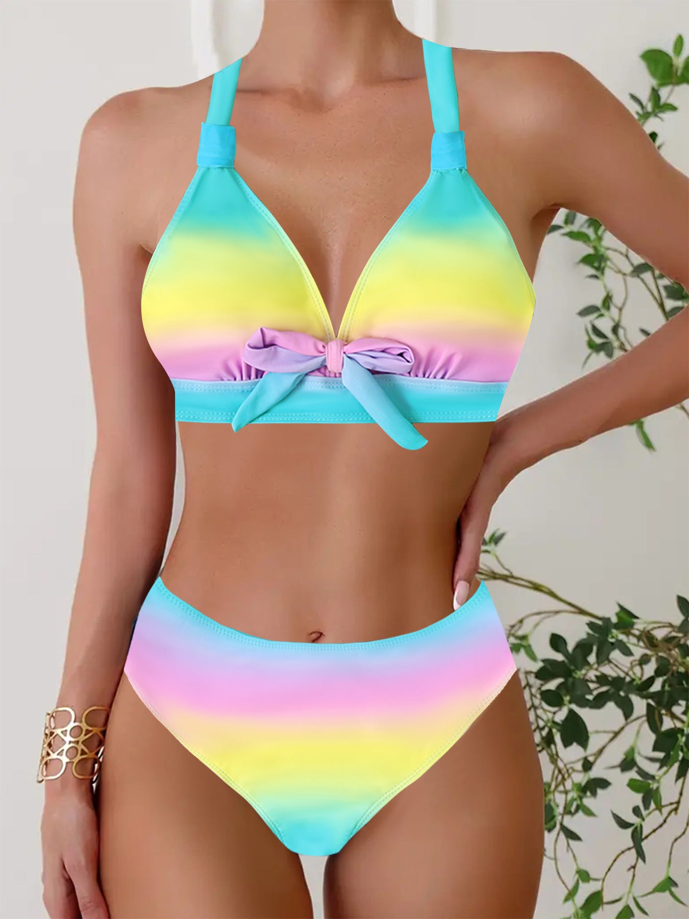 Dane - Bikini halter retro con lazo